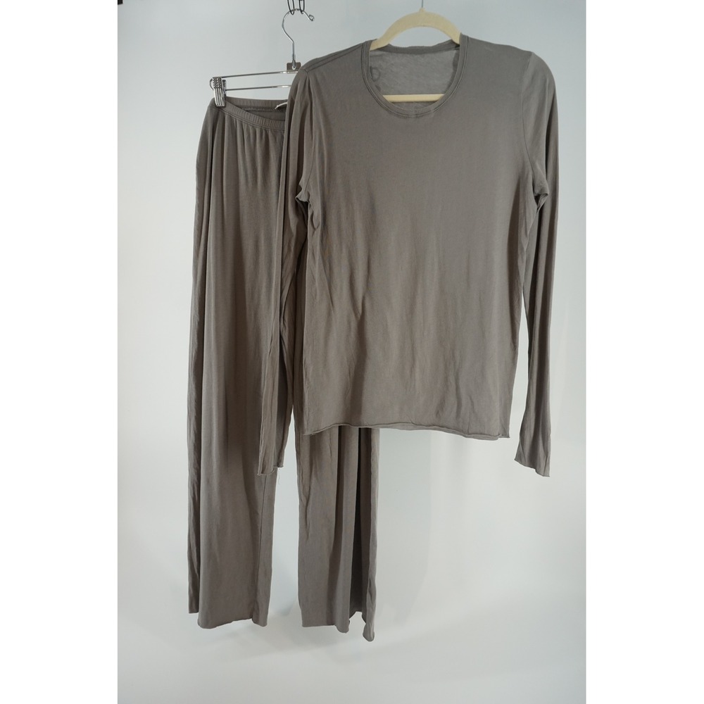 Skin Pajama Set Pima Organic Cotton Lounge Sleepwear Wide Leg Gray size Small
